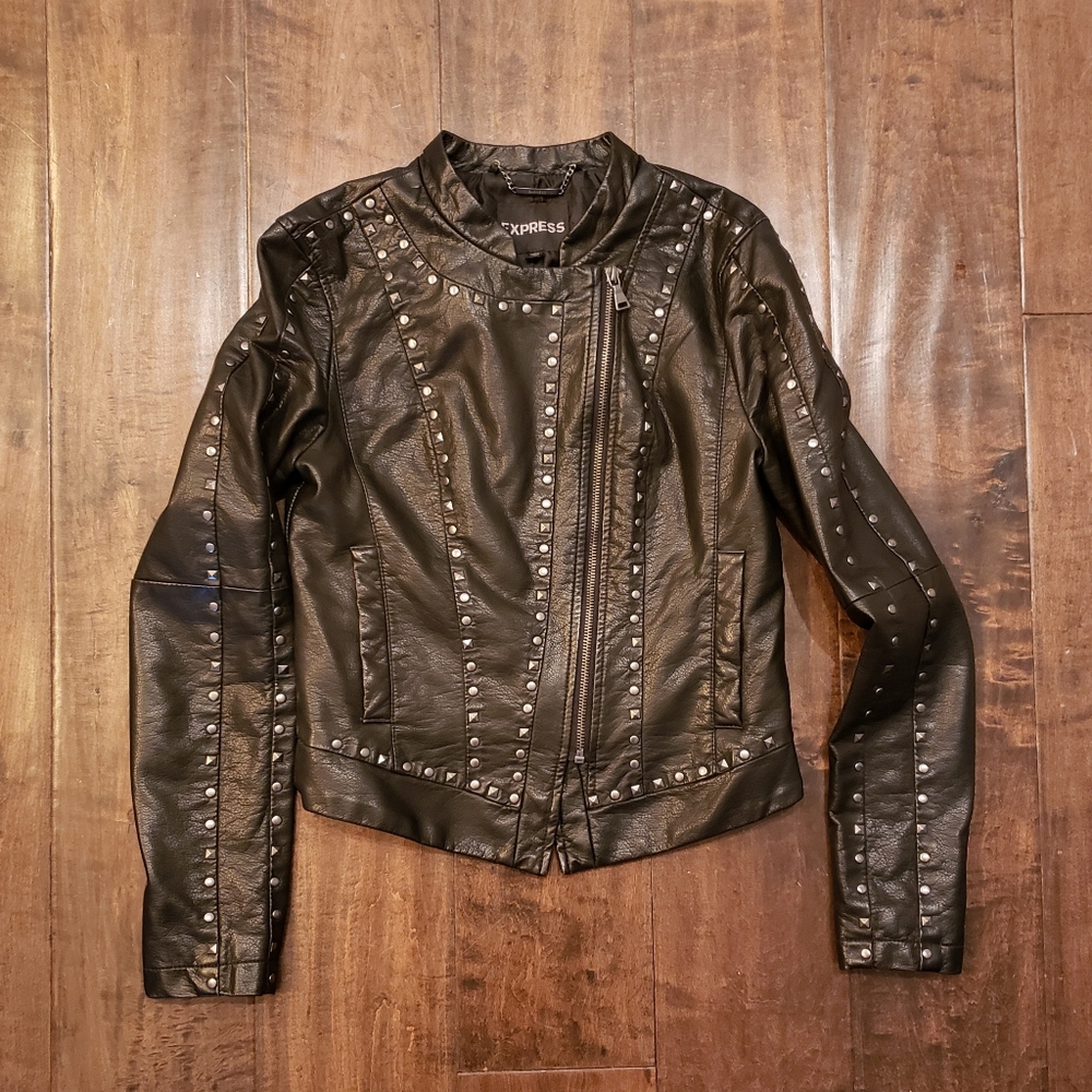 Express Faux Leather Rivet Studded Jacket - Picture 3 of 5
